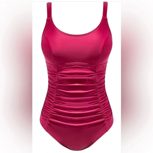 CUPSHE Women's 1 Piece Swimsuit Adjustable Straps Ruched Tummy Control Lined XL - Picture 3 of 6